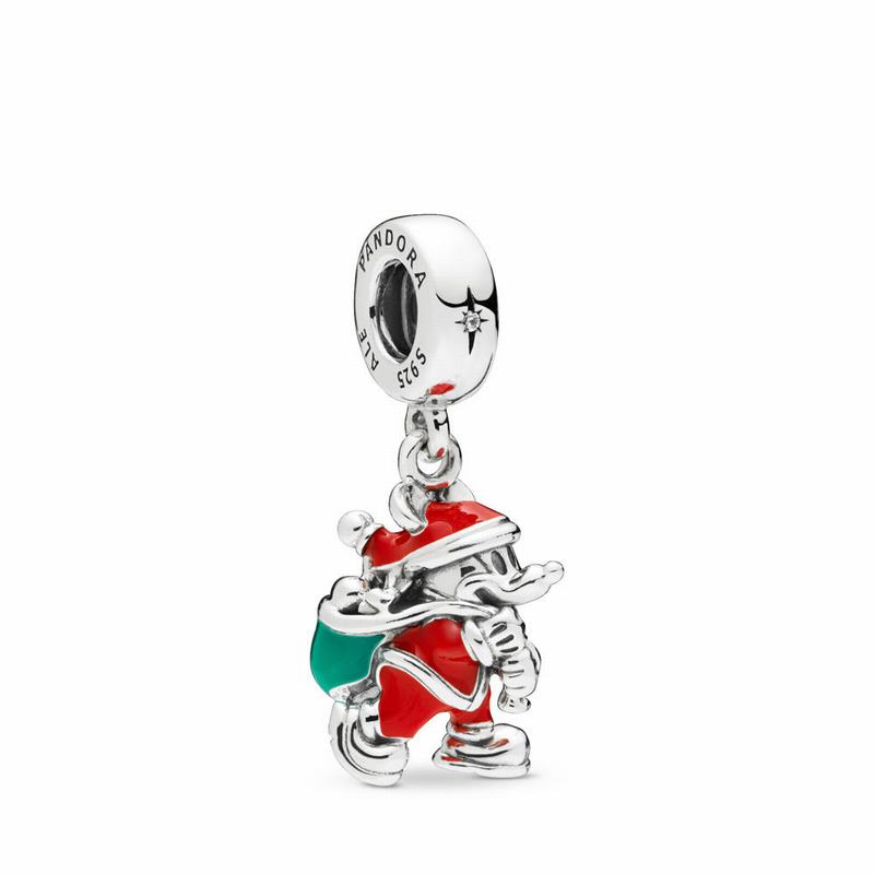 Pandora Australia Disney Santa Mickey & Gift Bag Dangle Charm - Sterling Silver | VXPRTJ905